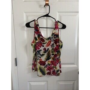 Gap Multicolor Tropical Floral Scoop Neck Tank Top Sleeveless Women's S Rayon